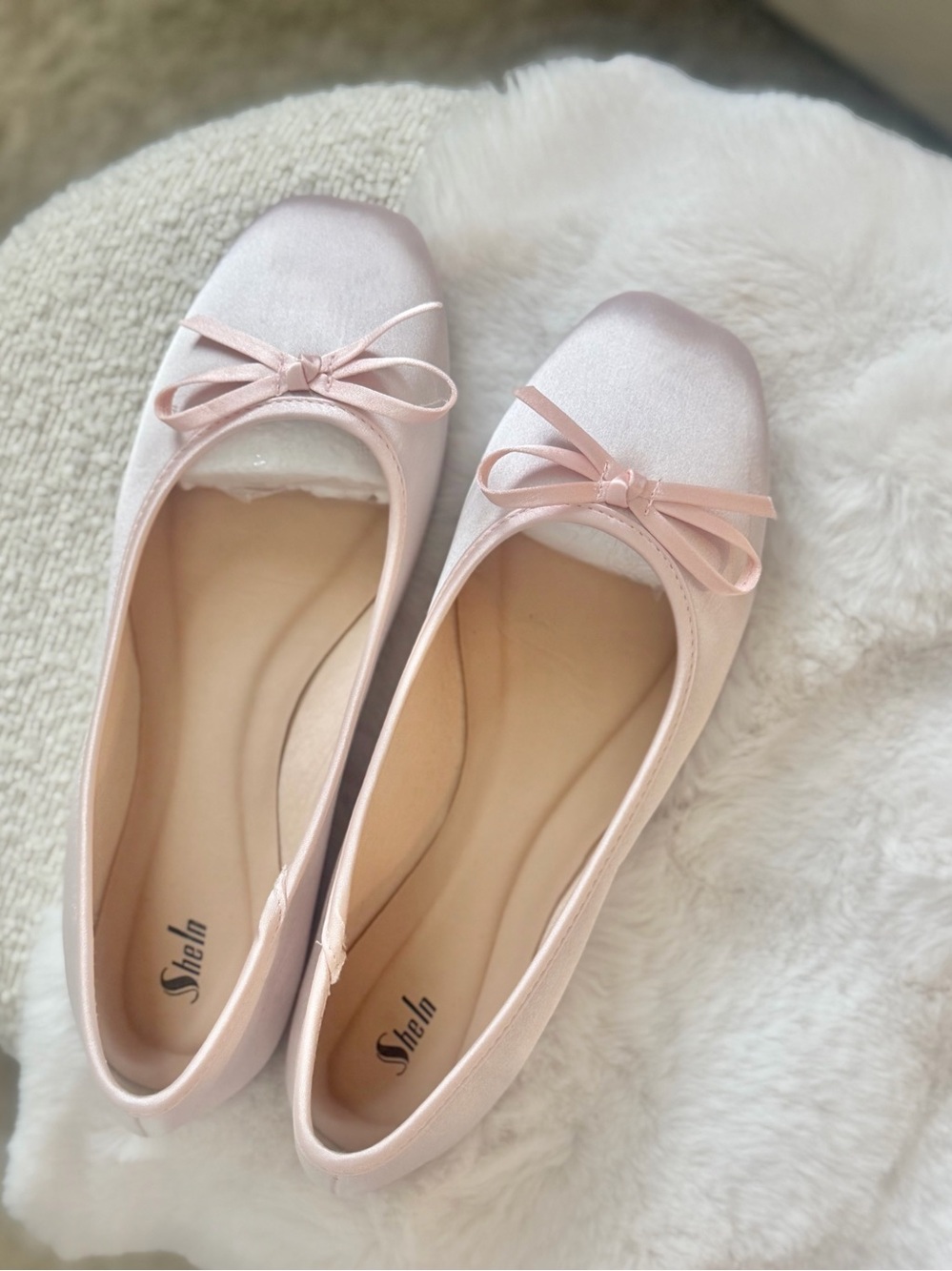 Pink Satin Ballet Flats with Bow 8 Sz